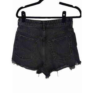 Zara Black High Rise Distressed Denim Jean Shorts 100% Cotton Faded Size 4 (m)